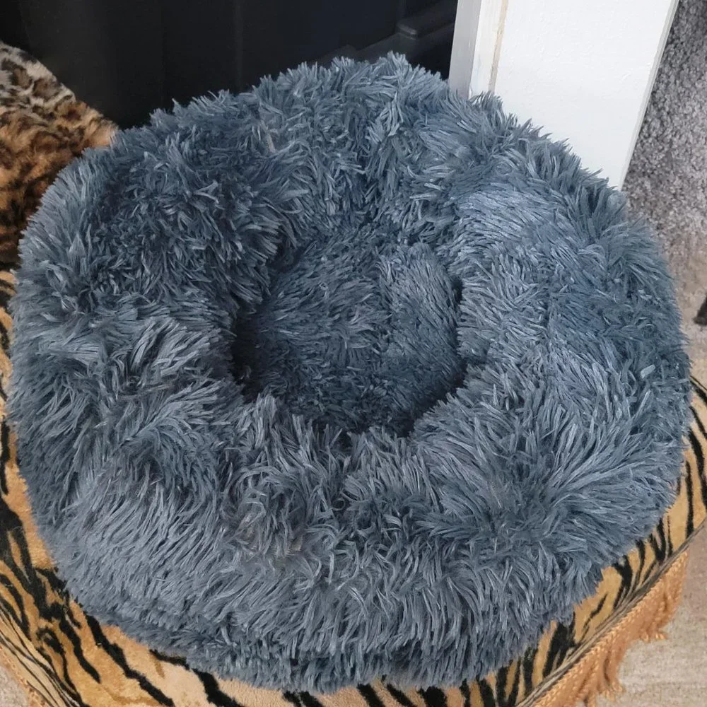 Dog or Cat Bed Grey Donuts Plush ROUND (20